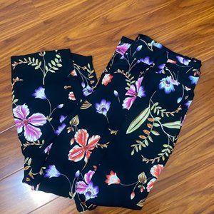 Express High Waisted Floral Tie Waist Ankle Pant